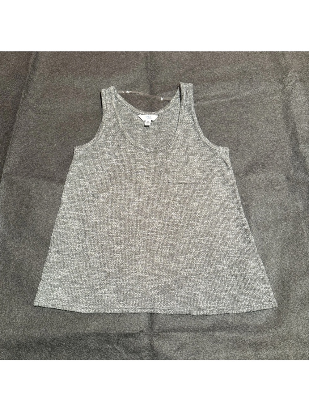 womens xs small Gray Knit V-Neck Tank Top knit knitted light scoop neck A